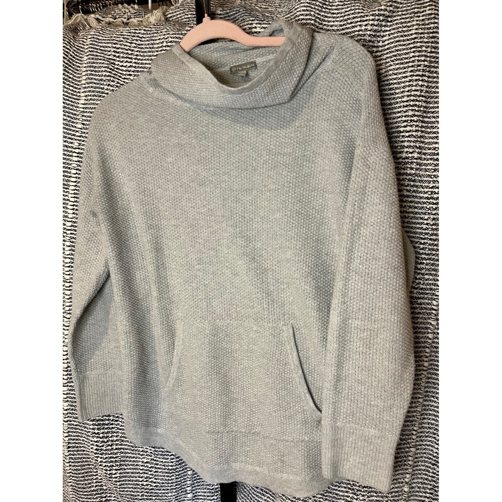 Talbots Sweater Cowl Neck Textured Knit Pullover Grey‎ Women MP